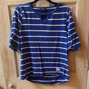 Kentucky Blue and White Striped UK top ladies large